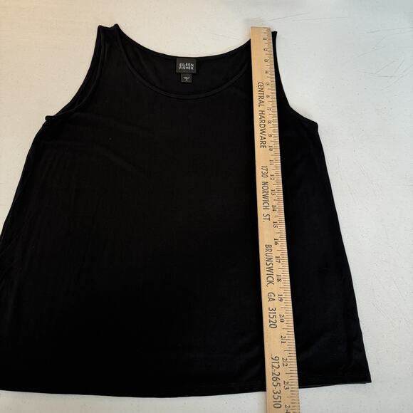 Eileen Fisher 100% Silk Scoop Neck Tank Shell Sz M Black Minimalist Capsule - Picture 7 of 8